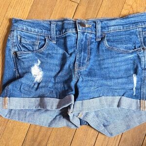 Old Navy Distressed Roll-Cuff Denim Shorts - Blue